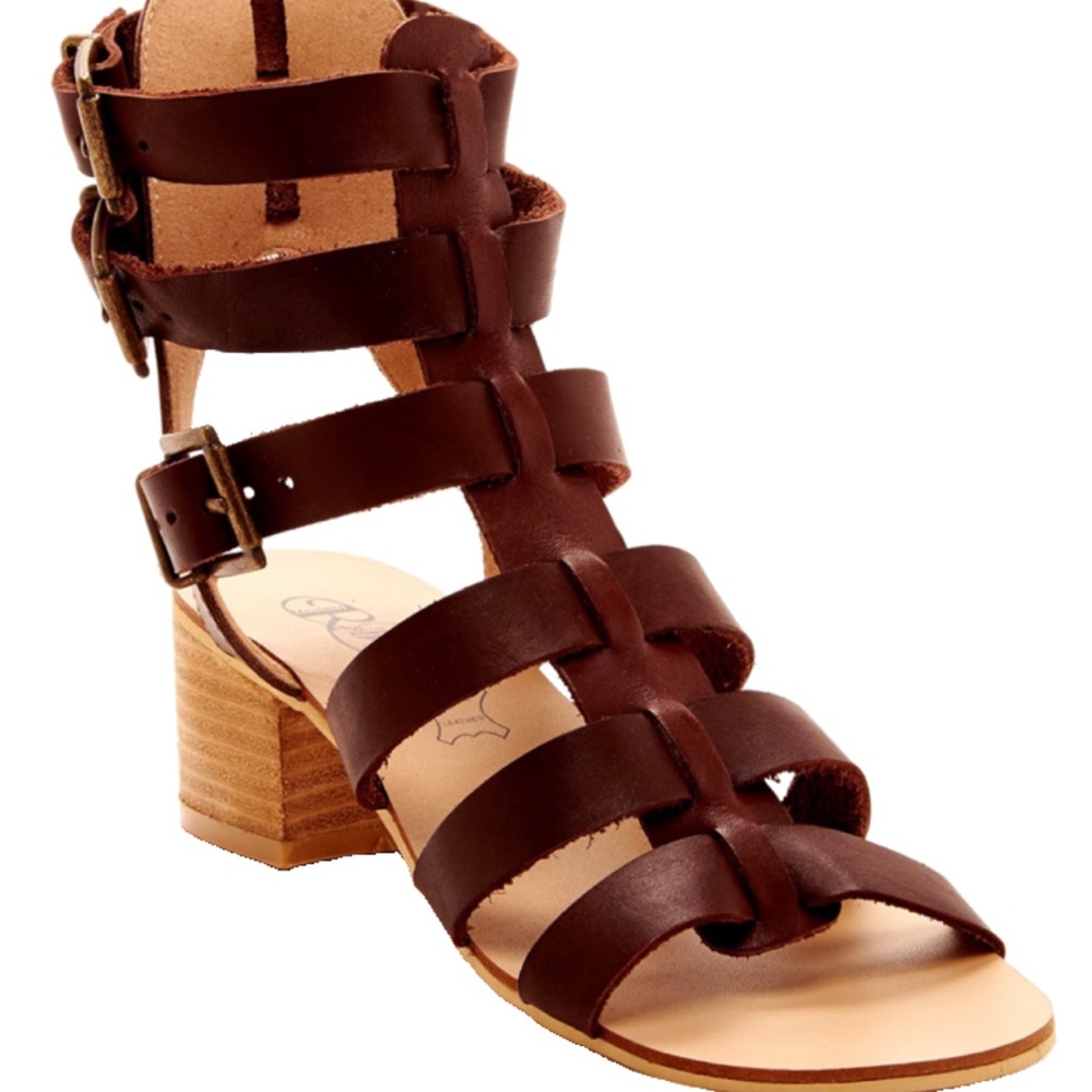 Modern Rebel LunaMoon Leather Heeled Sandal - Brown (Size 7)